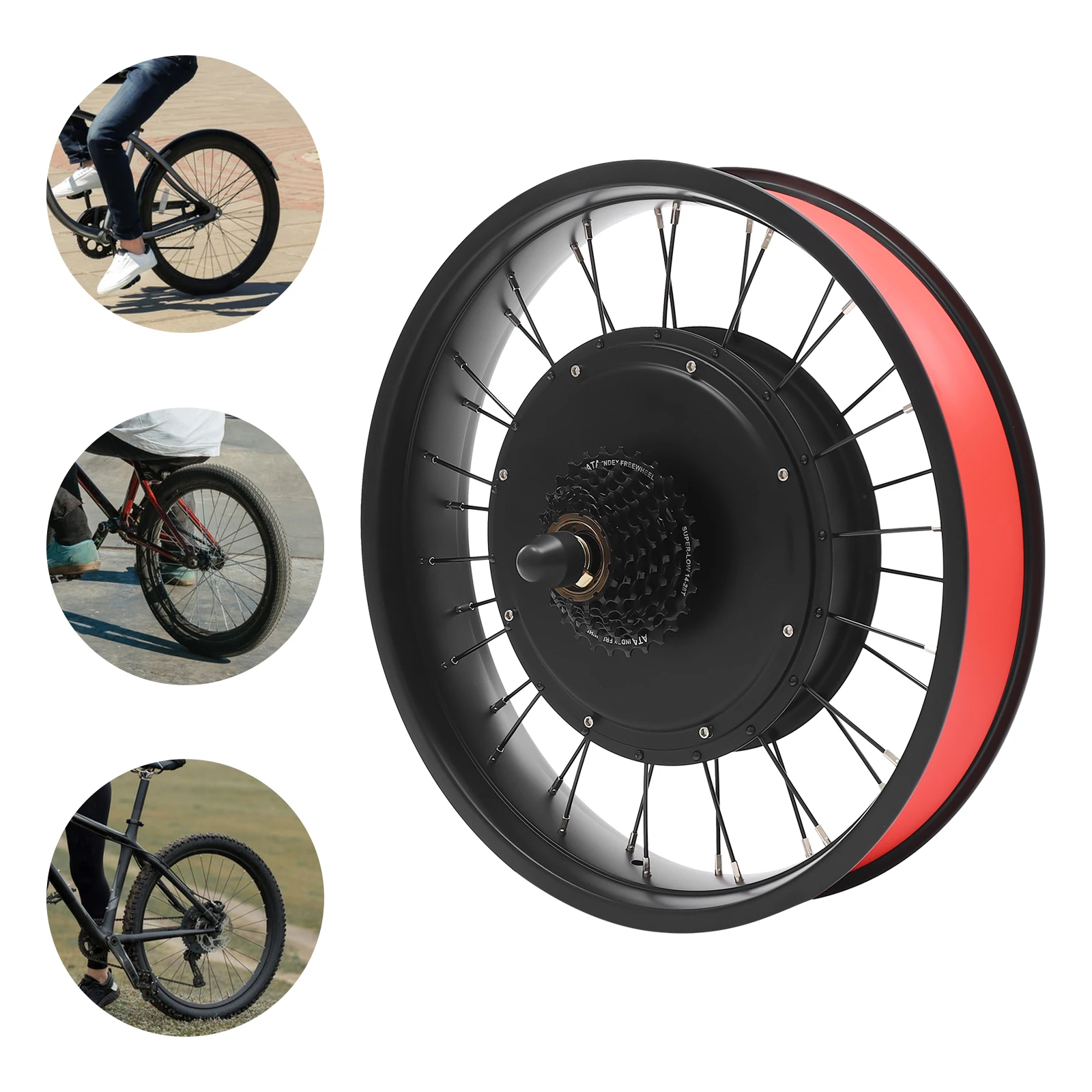 1000W EBike Conversion DC มอเตอร์ไร้แปรงชุดล้อหลังไฟฟ้าจักรยานชุดมอเตอร์สําหรับ 20 นิ้วล้อ Snowmobile,จักรยาน