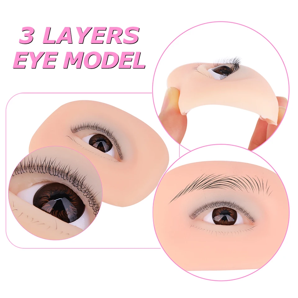 

NEW 3D Layers Lashes Eye Model Eyebrow Tattoo Silicone Mannequin Eyes For Eyelash Extension Grafting Training Eyes Makeup Tools