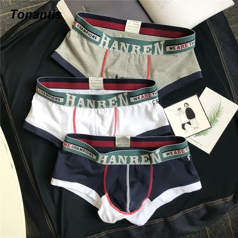 3PCs/Set Men Underwear Boxer Shorts Men\'s Panties Cotton Boxer Men Young Personality Underpants Breathable Comfort Male Boxers