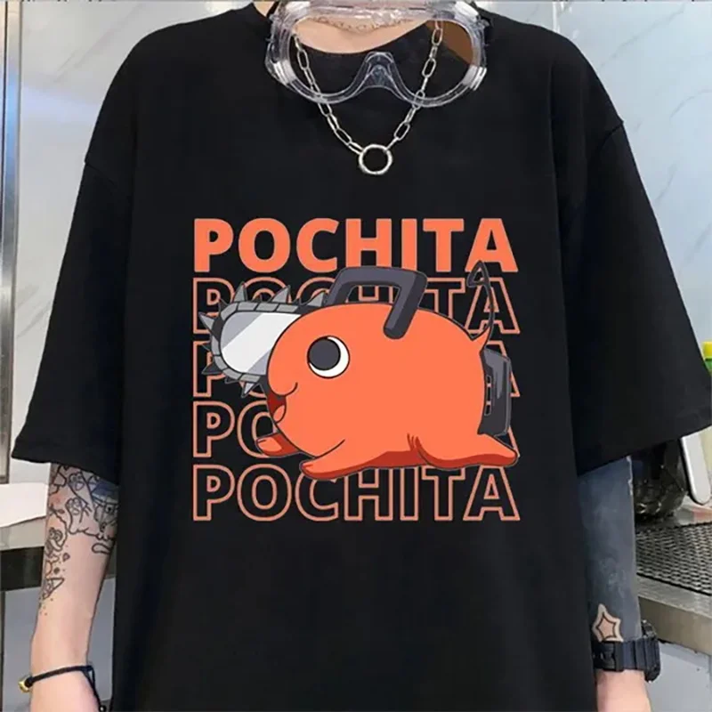 

New Anime T-Shirt Funny Pochita Graphic Printing Short Sleeve Summer Casual Round Neck Loose T-Shirt Top for Women Men