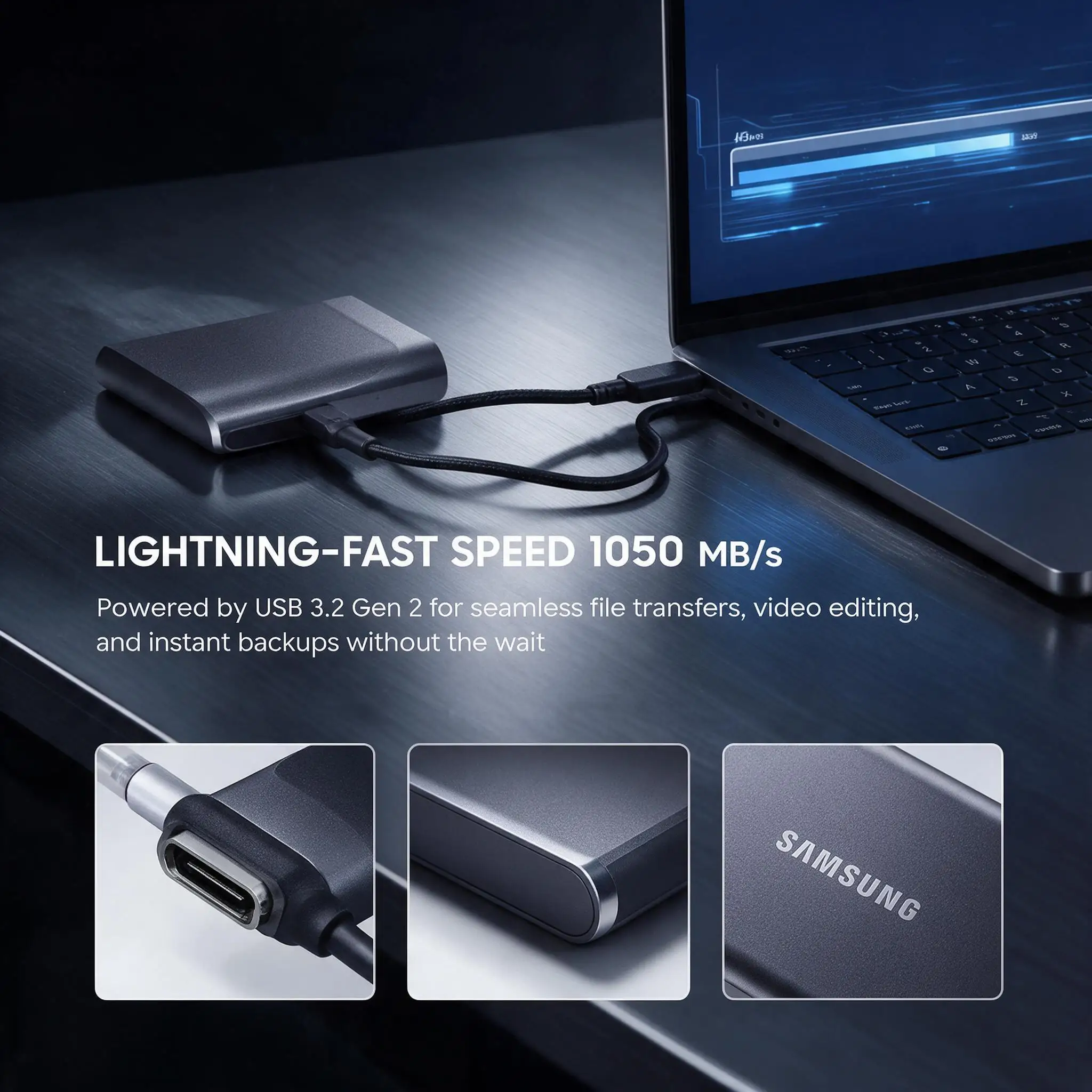 Samsung T7 portable NVMe T7Shield 1TB USB 3.2 Gen.2 SSD 2TB External Solid State Drive Speeds Up to 1,050MB/s disco duro externo