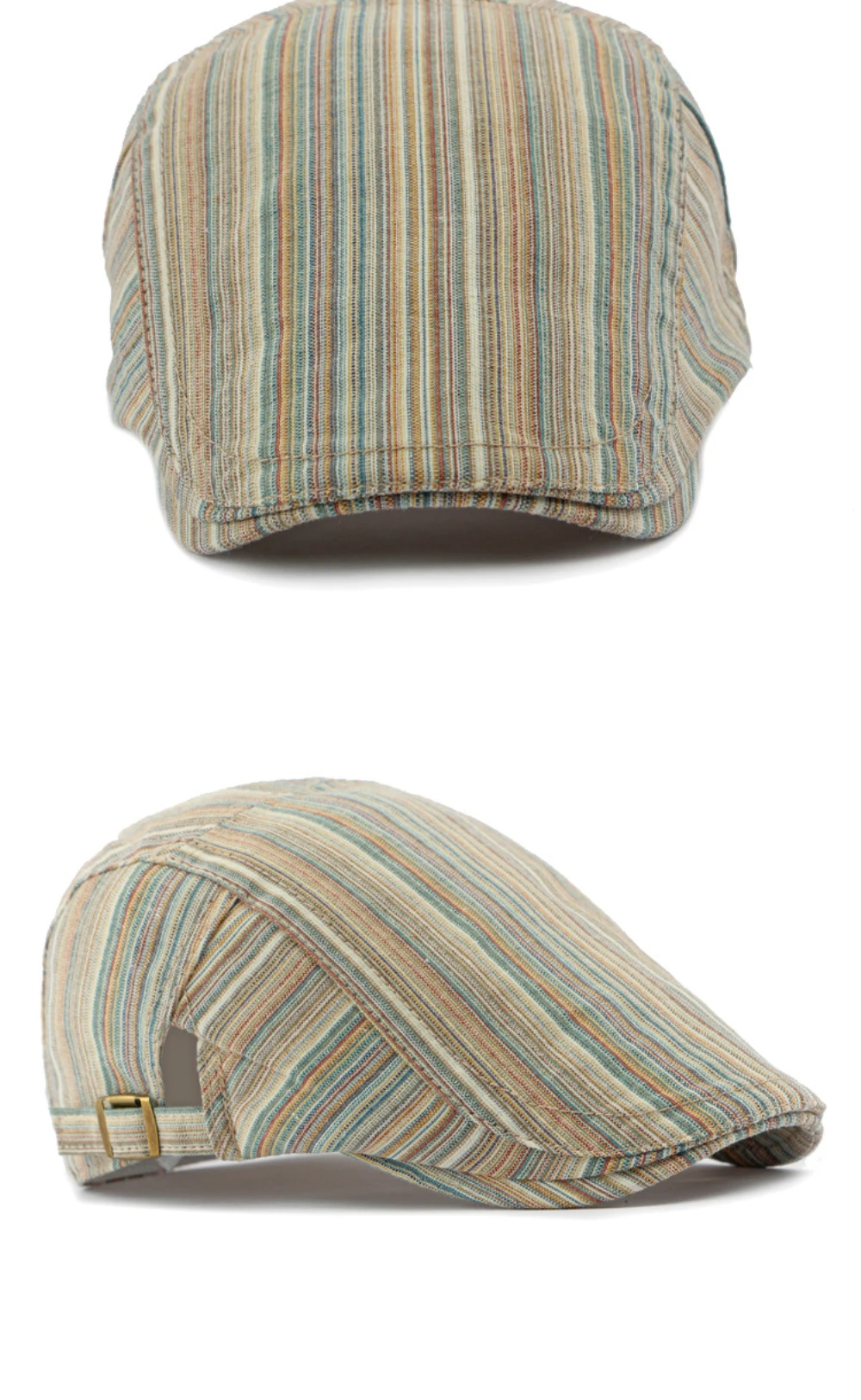 HT4630 Baskenmütze für Damen, Retro-Künstlermütze, Unisex Verstellbare Flache Kappe, Frühling Sommer Gestreifte Baskenmütze für Männer und Frauen – Detail 9