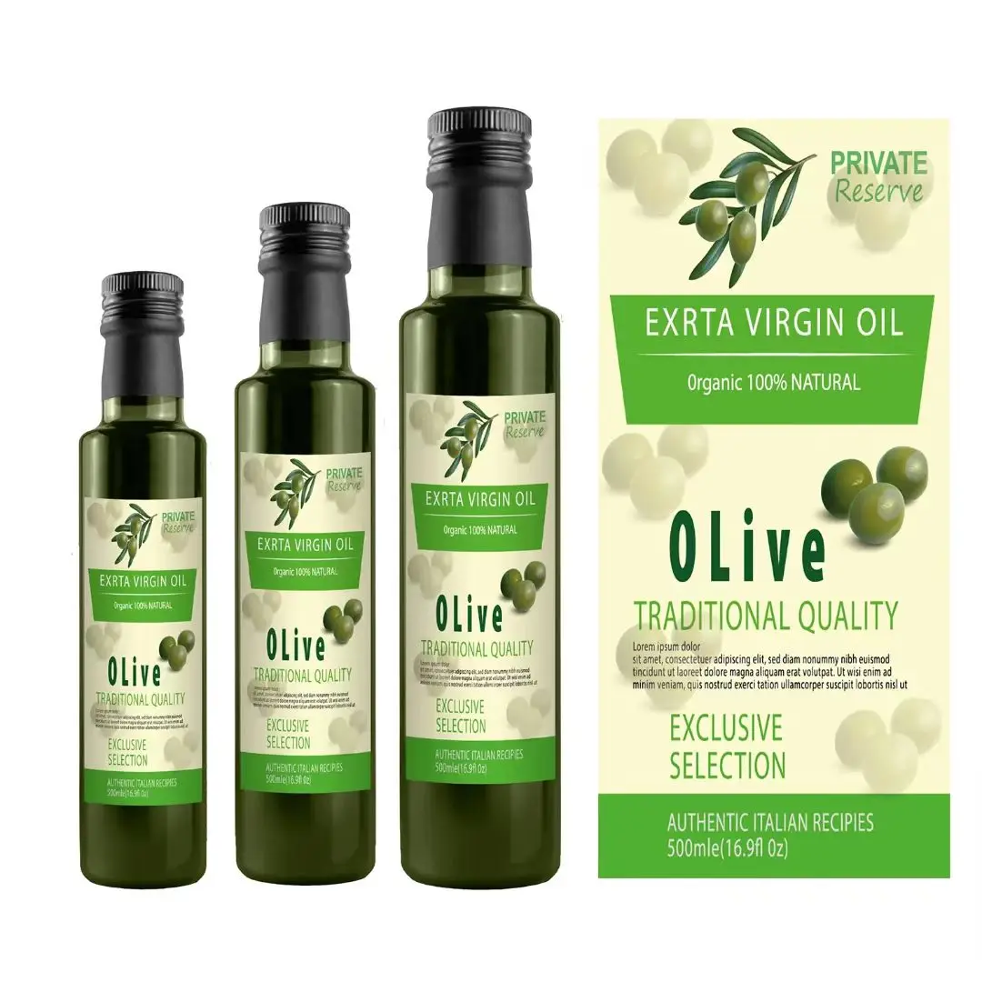 Custom Metallic Gold Foil Sticker Adhesive Texture Printing for Olive Oil Bottle Packaging Design