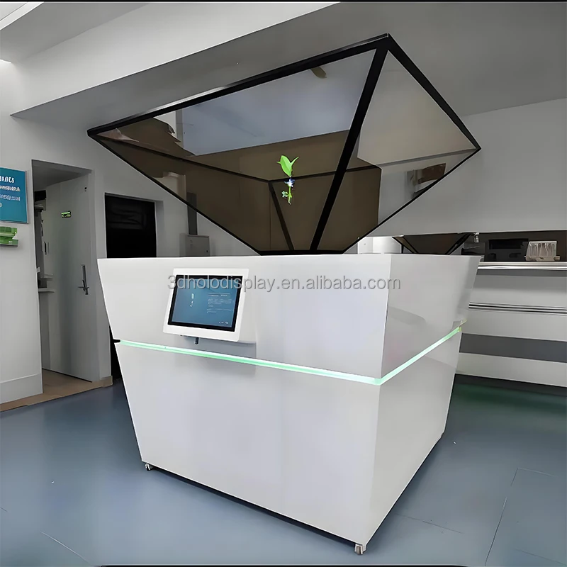 Adjustable LED Lights Holographic Projection Screen Three-dimensional Imaging Display Cabinet