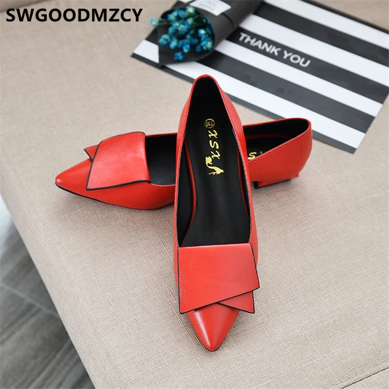 Pointed Toe Heels Low Heel Shoes Red Pumps Black Party Shoes Wedding Shoes Fashion Scarpe Donna Eleganti Estiletos Mujer 2024