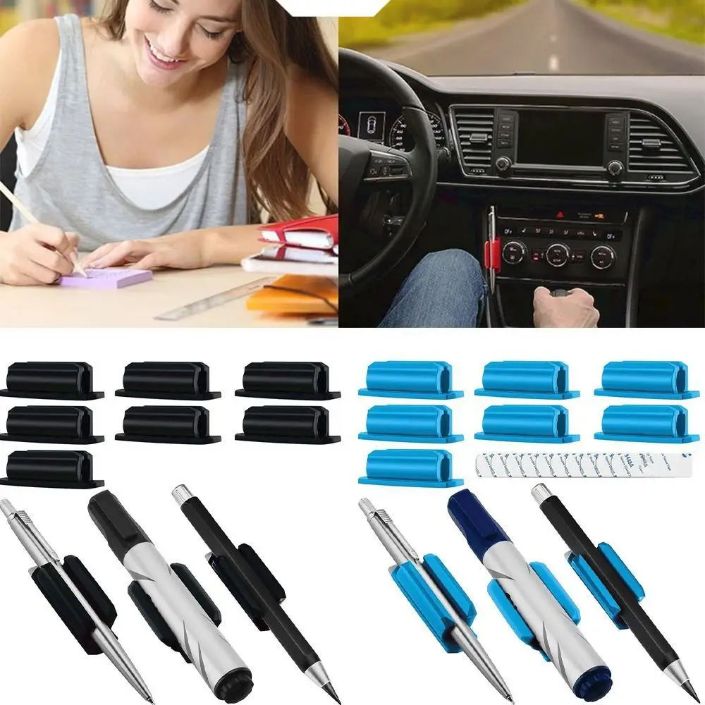 Auto-adesivo Silicone Pen Holder, Acessórios Desk Universal, Pen Cover Clips, Instrumento de escrita, 5pcs