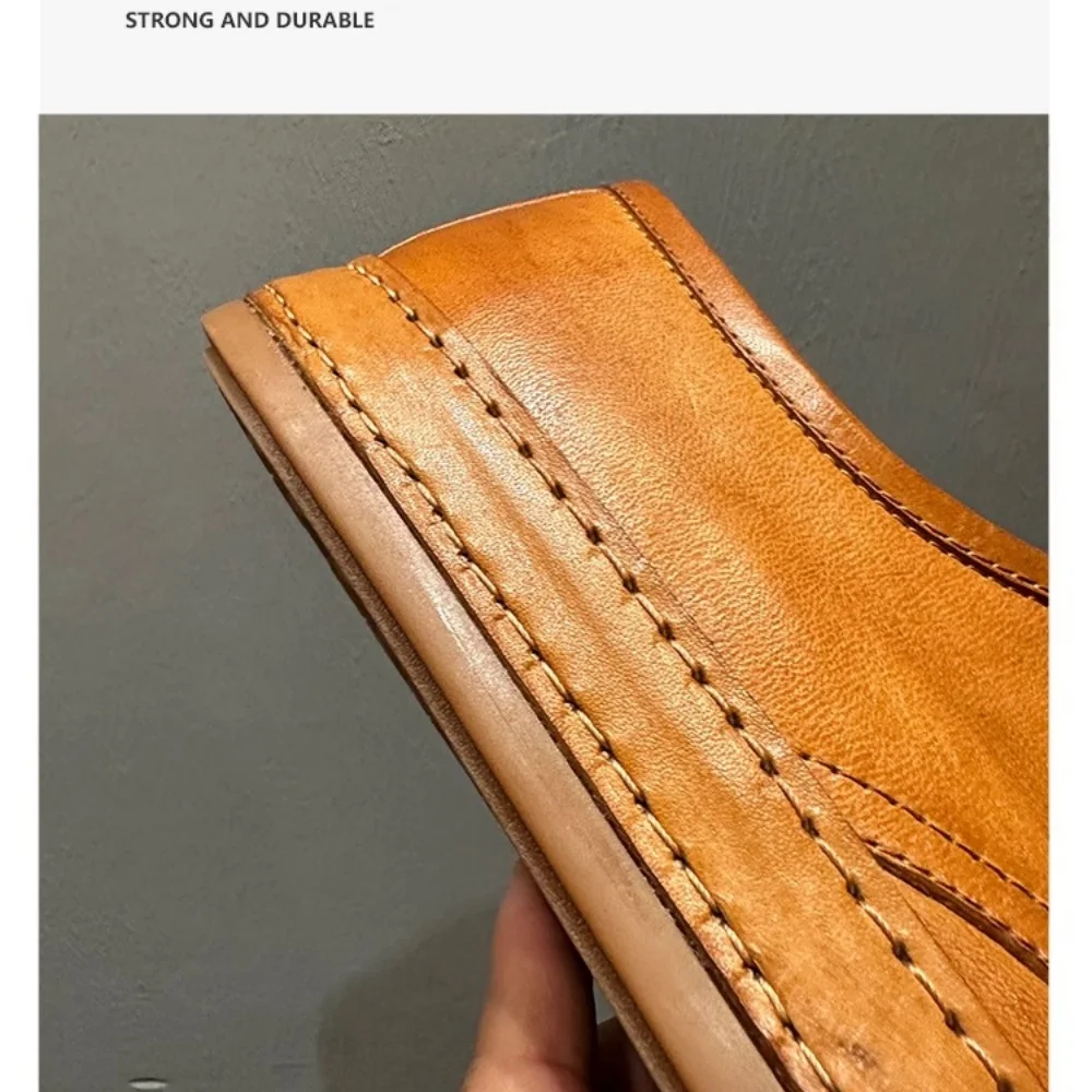 أحذية رياضية صيفية للرجال من الجلد قابلة للتنفس، أحذية كاجوال خفيفة الوزن على الطراز البريطاني