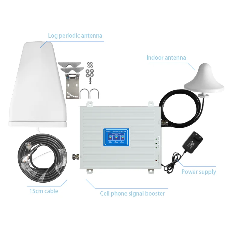 

Tri Band Signal Repeater Network Booster Mobile Signal Booster 800 1800 2100 3g 4g Lte Repeater 2G 3G 4G 5g White 220V 27dbm