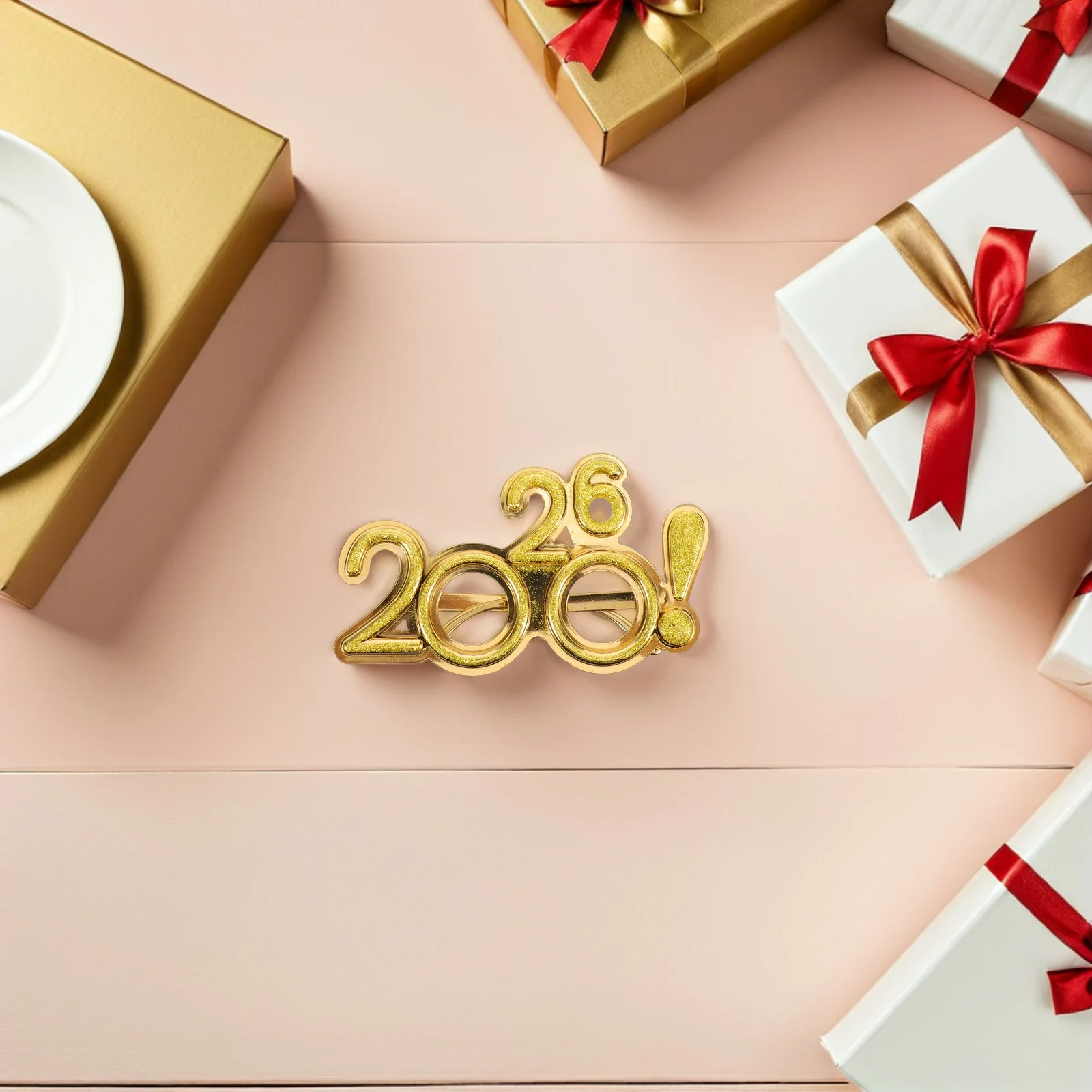 

3 Pcs 2026 Glasses Happy Year Eyeglasses Costume Eyewear New Props Funny Number Glitter Decorate Frame