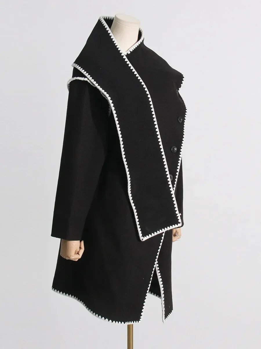 Traje de diseñador para mujer, Chaqueta larga con bufanda, chaqueta Formal para oficina, ropa de trabajo de negocios, abrigo de otoño e invierno, 1 pieza