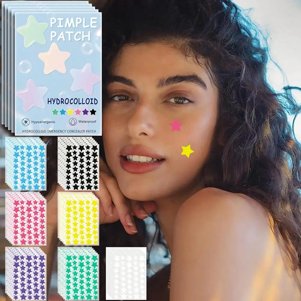 1400pcs Colorful Star Pimple Removal Sticker Invisible Breathable Hydrocolloid Acne Patch Anti-Acne Spots Marks Concealer Makeup