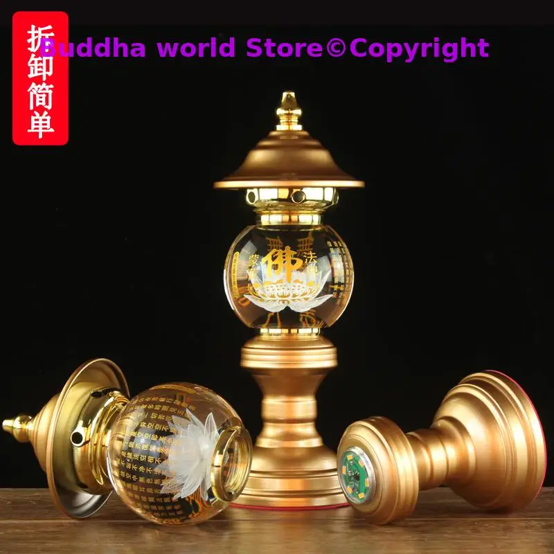 2PCS high grade Asia Buddhism HOME Temple shrine enshrine worship bless safety healthy good luck crystal buddha lamps 30cm large
