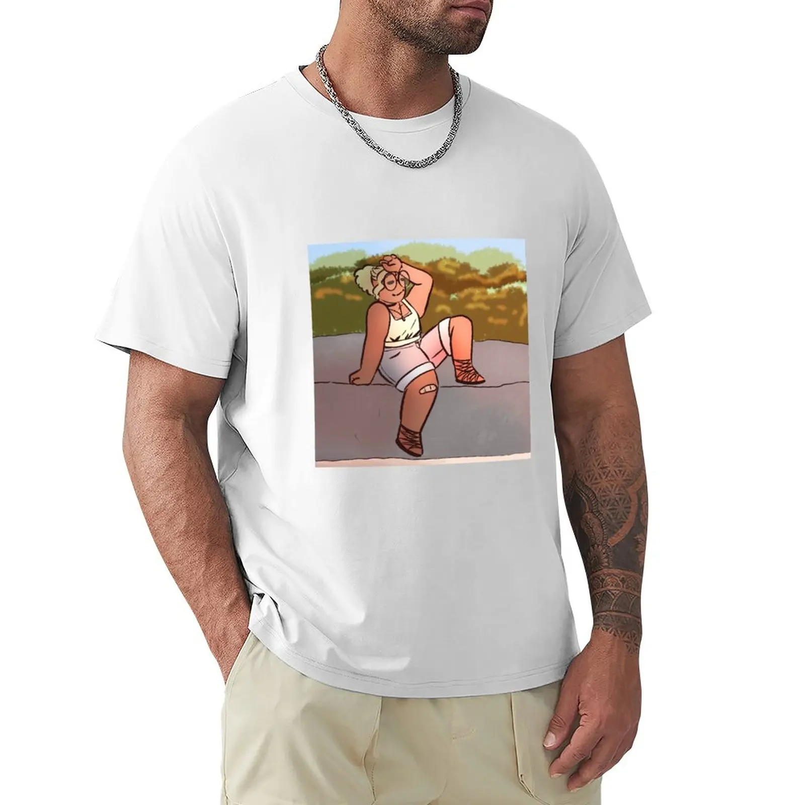 just relaxing T-shirt Aesthetic clothing summer tops for a boy vintage Men's clothing