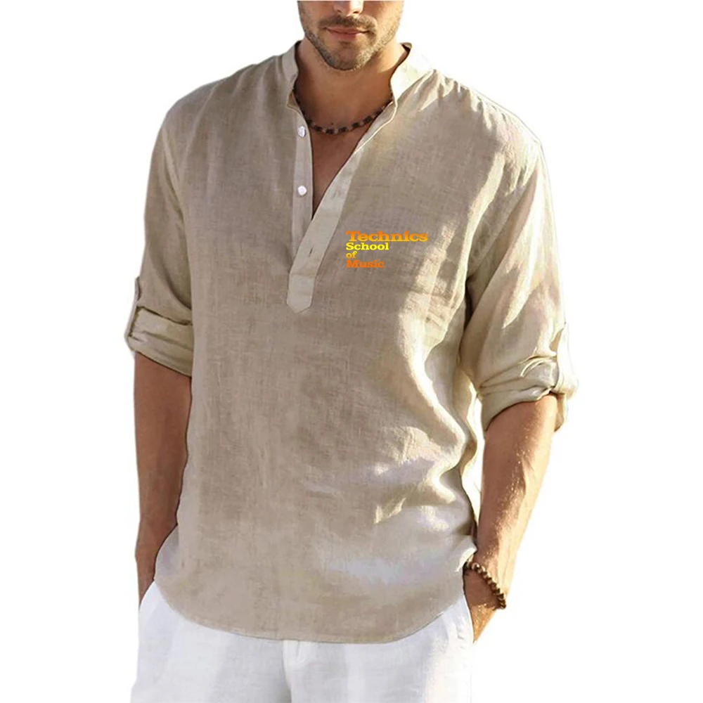 Technics Logo Dj Music linen long-sleeved shirts are suitable for the summer season being lightweight and breathable T shirt