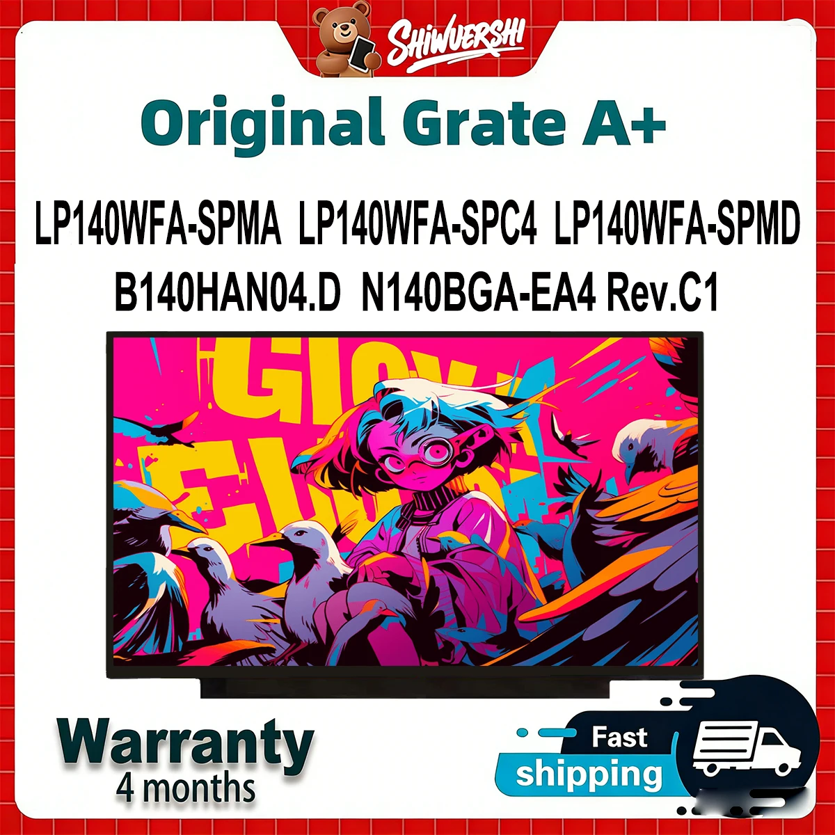 

14 inch Laptop Lcd Screen Monitor Panel Slim LP140WFA-SPMA LP140WFA-SPC4 LP140WFA-SPMD B140HAN04.D N140BGA-EA4 Rev.C1 Wholesale