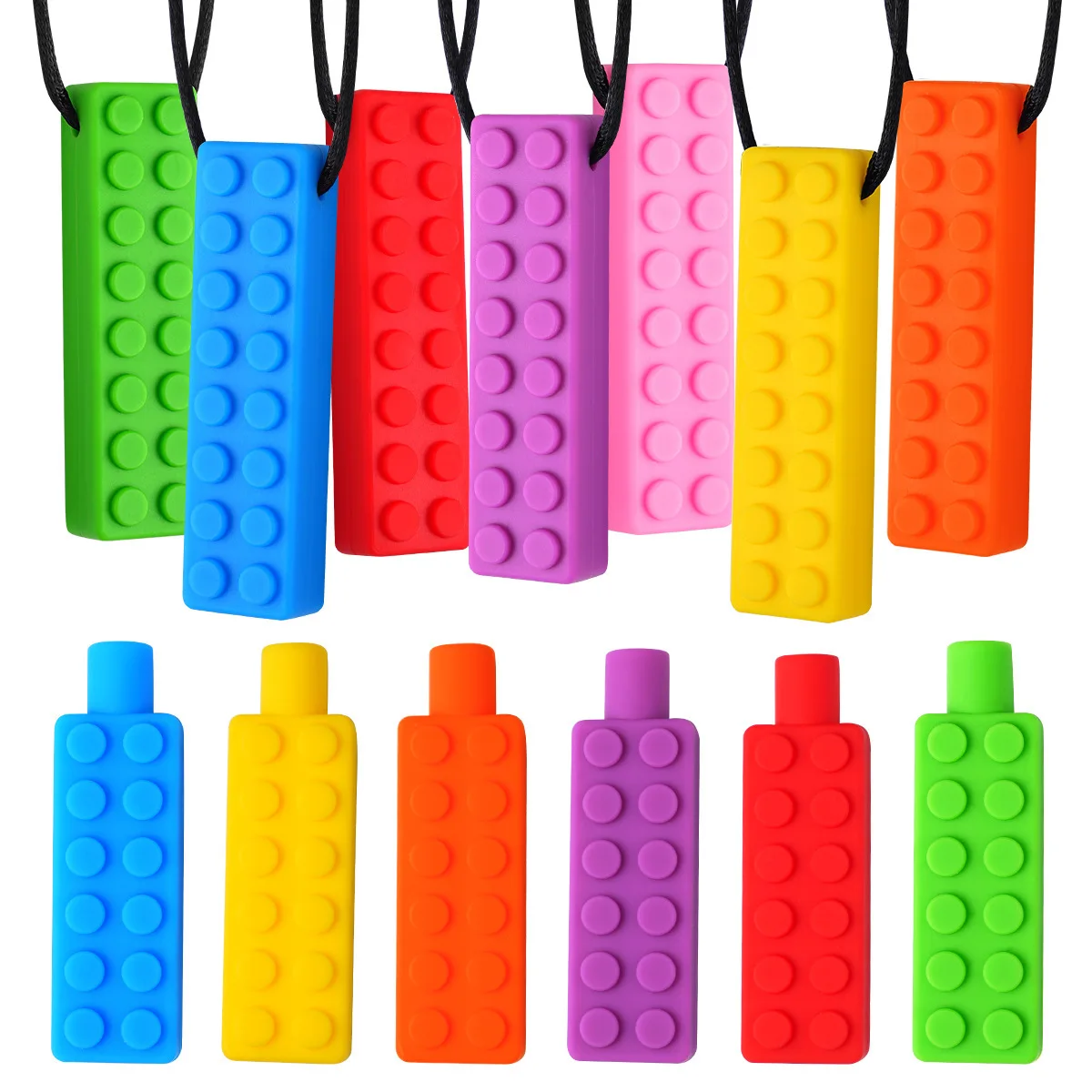 

Silicone Baby Teething Necklace Soothing Chew Toys Sensory Chewy Pendants for Autism ADHD Kids Infant Toddler Jewelry Teether