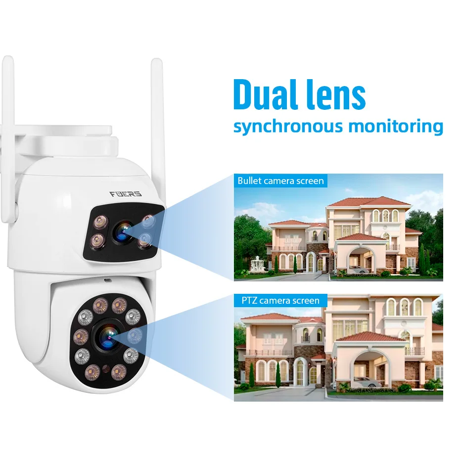 Fuers 4G LTE 6MP PTZ Camera Outdoor SIM Card Security Camera CCTV Surveillance Color Night Vision Motion Detect Auto Tracking