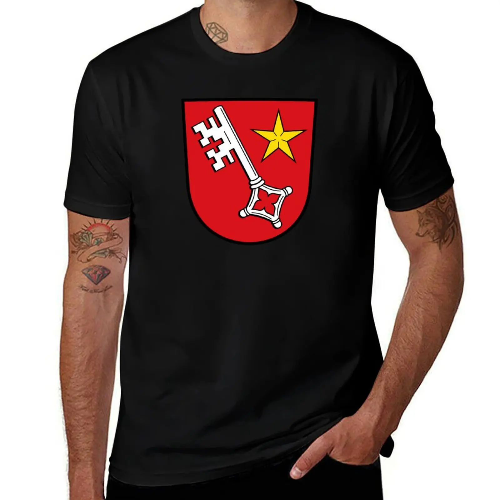 Coat of Arms of Worms, Germany T-Shirt Daily Wear Plain Short Sleeve Shirt
