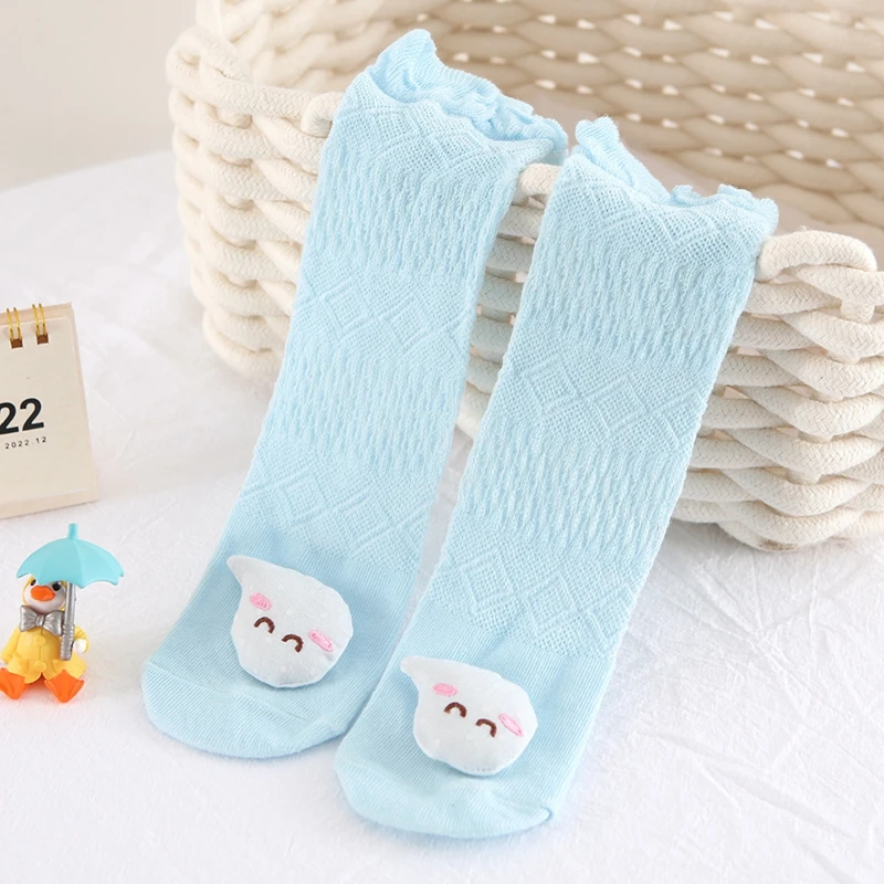 

Blotona Baby Girls Socks Cartoon Doll Mosquito Protection Mid-Calf Socks Spring Summer Breathable Kids Mesh Thin Socks