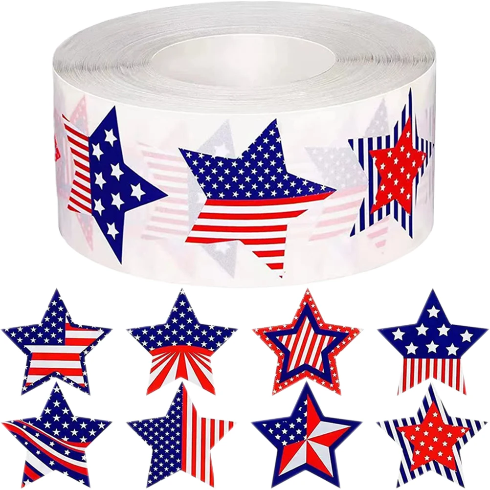 

500pcs Sealing Stickers Self Adhesive American Flag Labels for Envelopes Gifts Wrapping 4th July Party Decals Folder Tags