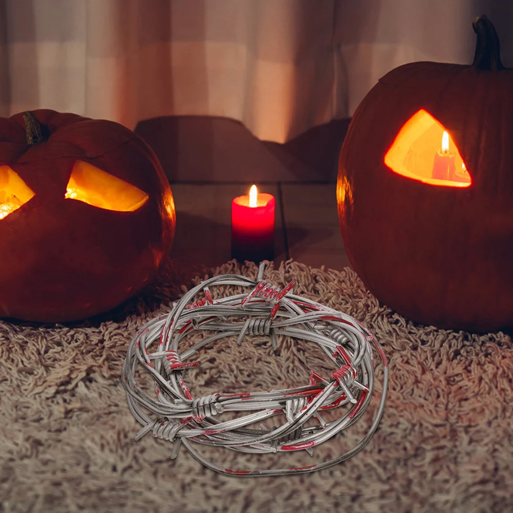 

2 шт., реквизит из искусственной колючей проволоки, реалистичные цепочки из искусственной колючей проволоки для Хэллоуина, страшные украшения для вечеринок, тема тюрьмы с привидениями