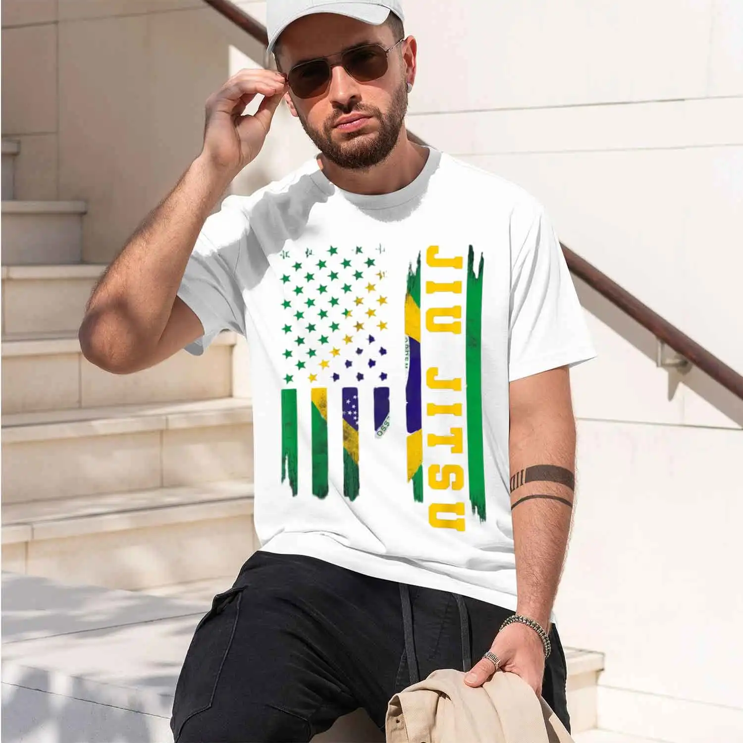 Jiu Jitsu T-Shirt Brazilian BJJ Brazil United States Flag T-Shirt Unisex Summer Streetwear Print on Demand Camiseta 2026 New Mod