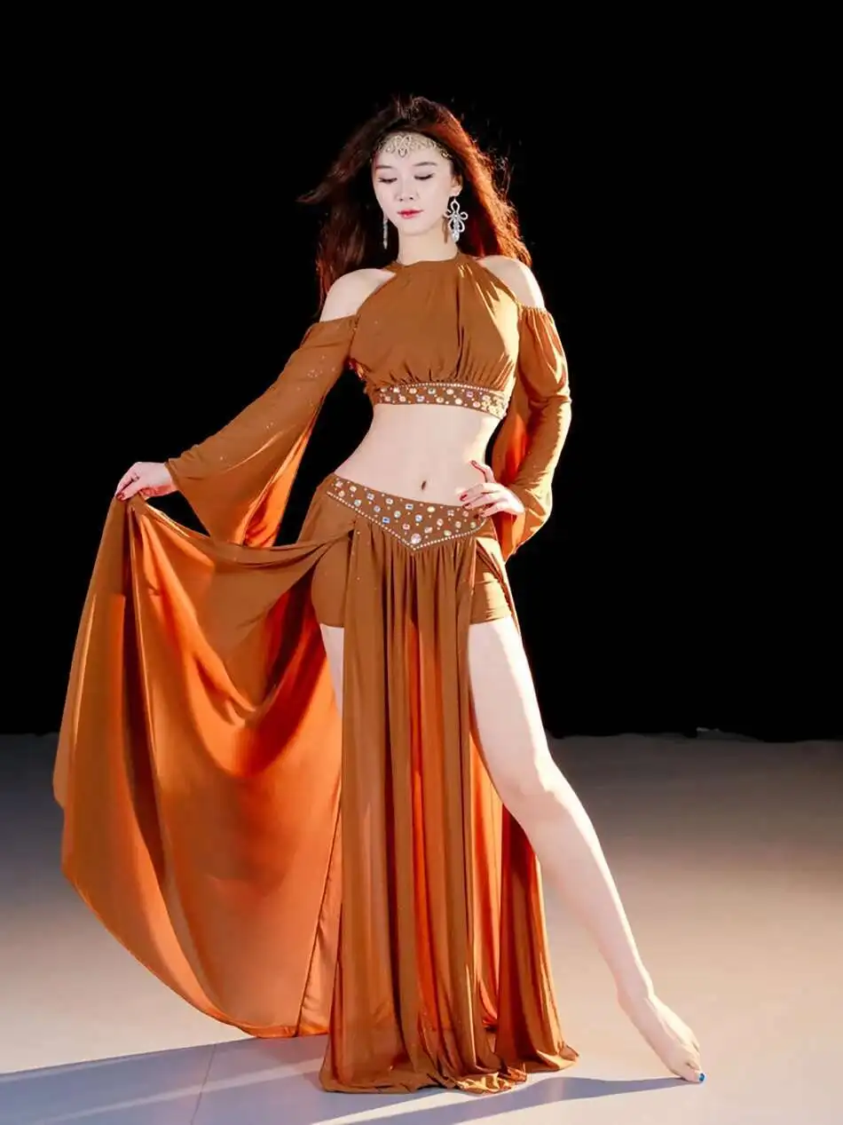 벨리댄스 연습복 상의와 스커트 2종 세트 성인 여성 공연 의상 복장