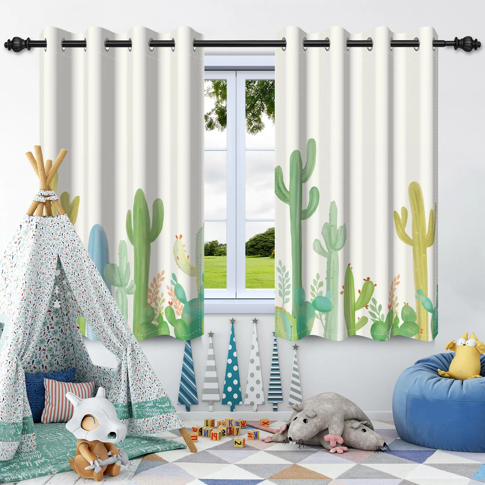 

Spring Green Leaf Blackout Bedroom Curtains Modern Simple Plant Leaves Living Room Window Cover Decor Opaque Curtains 2 Panels