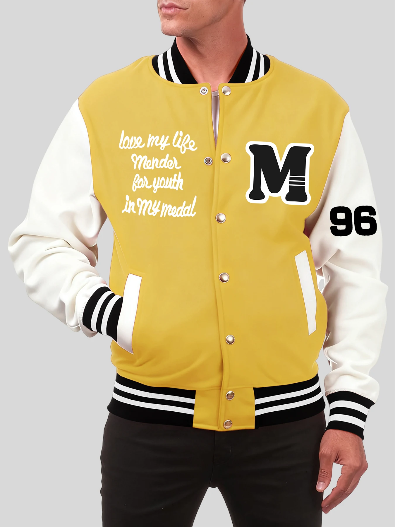 

Art Letter M And No.96 Print Mens Baseball Uniform Hip Hop Vintage Jacket Oversized Street Clothes Cotton Autumn Jackets