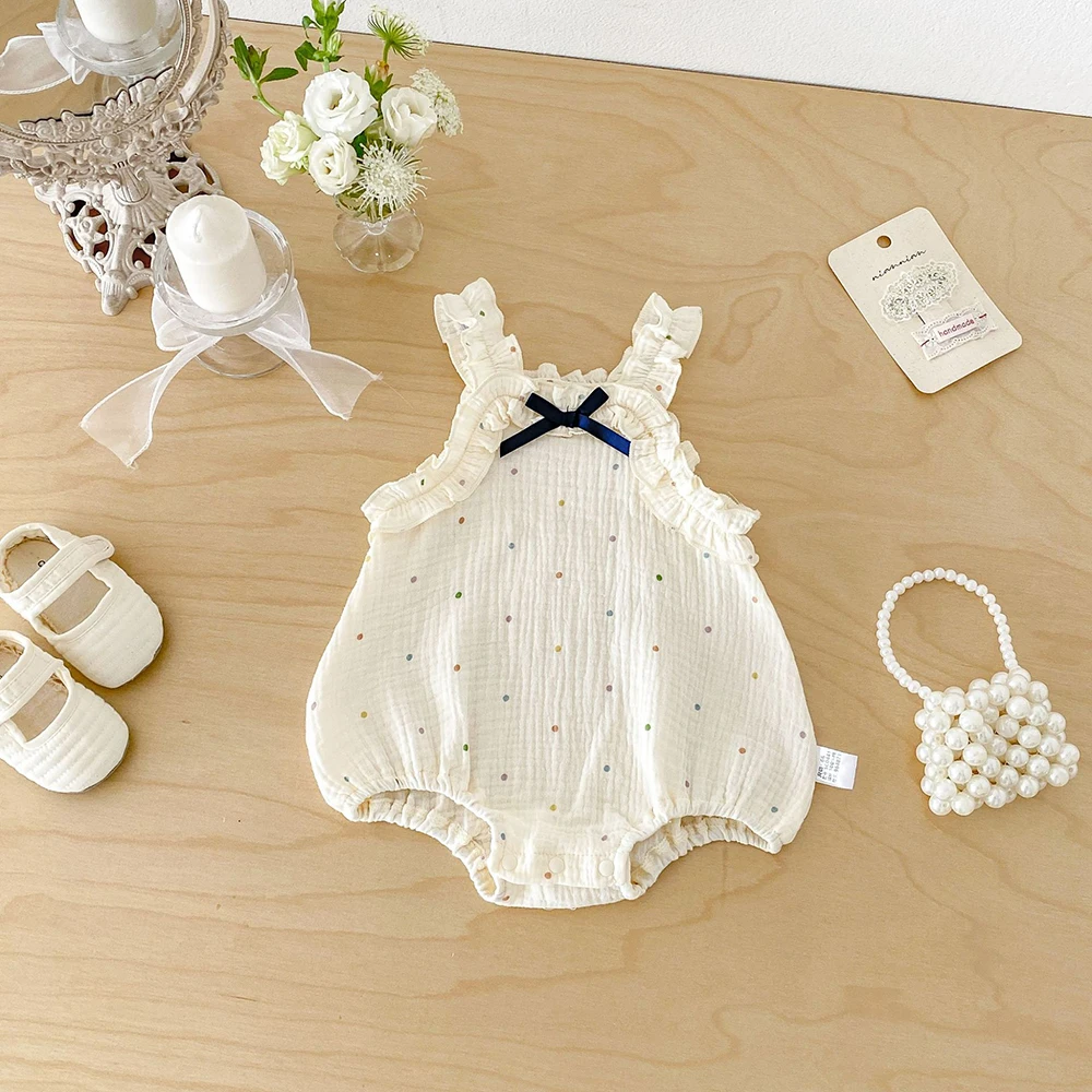 Summer Baby Bodysuit 3-24M Colorful Dots Girls Cotton One Piece Cute Thin Toddler Spaghetti Strap Top Infant Clothes