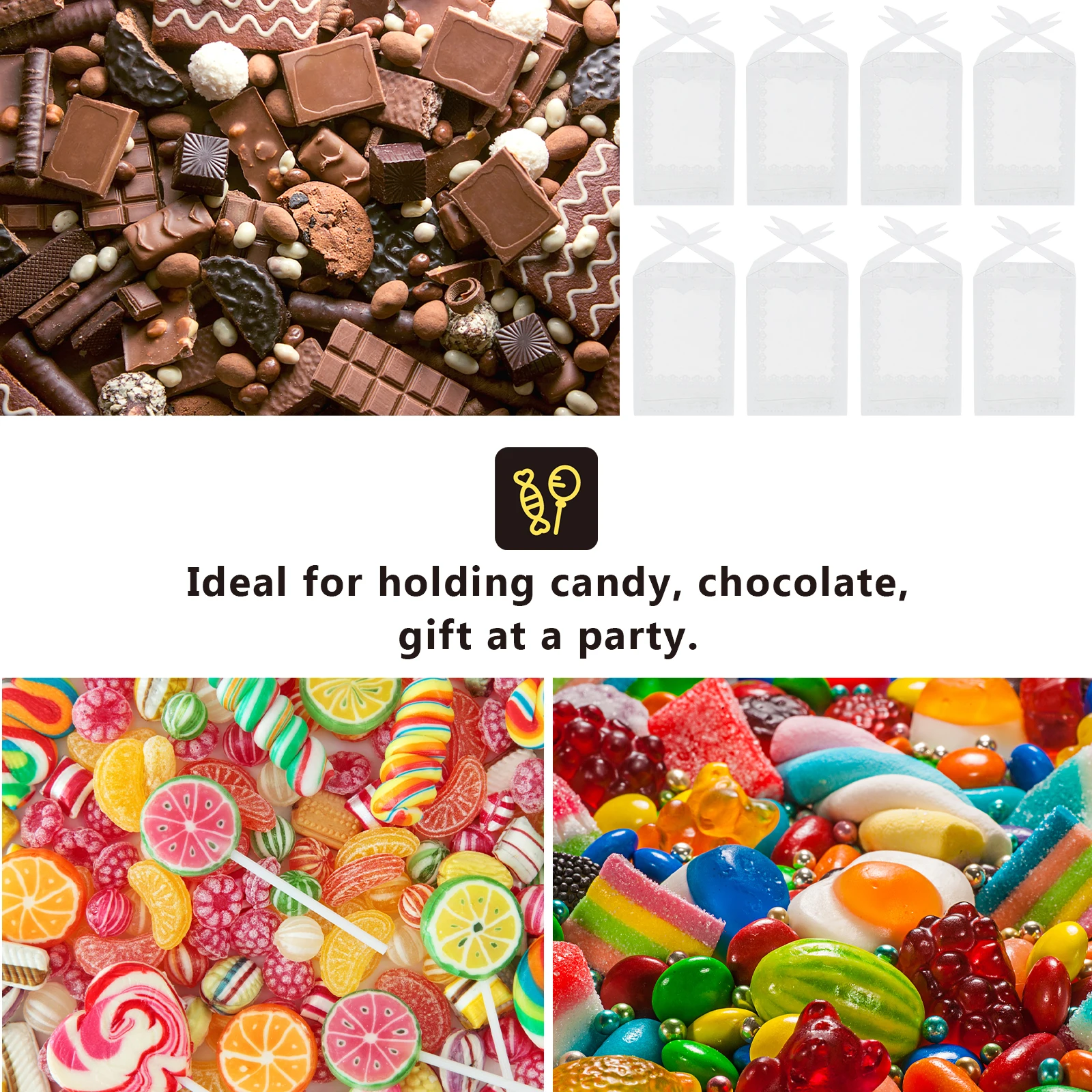 

50 Pcs Gift Food Packaging Box Candy Boxes with Lids Plastic Sweet Storage Container