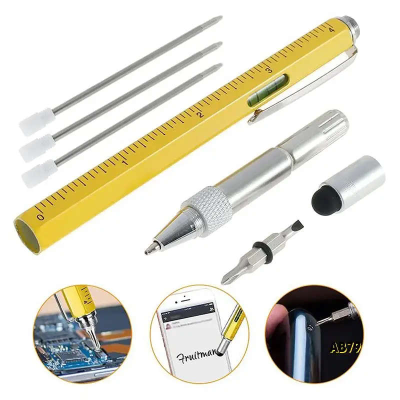 3X 6 In 1 マルチツールペン、男性用のクールなガジェット、お父さんへのギフト、男性用ストッキング詰め物、男性用のユニークなクリスマスギフト