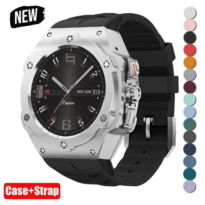 Luxury Modification Kit for Samsung Galaxy Watch9 Ultra2 Aluminum Alloy Case Silicone Strap for Galaxy Watch Ultra2024/2025 47mm