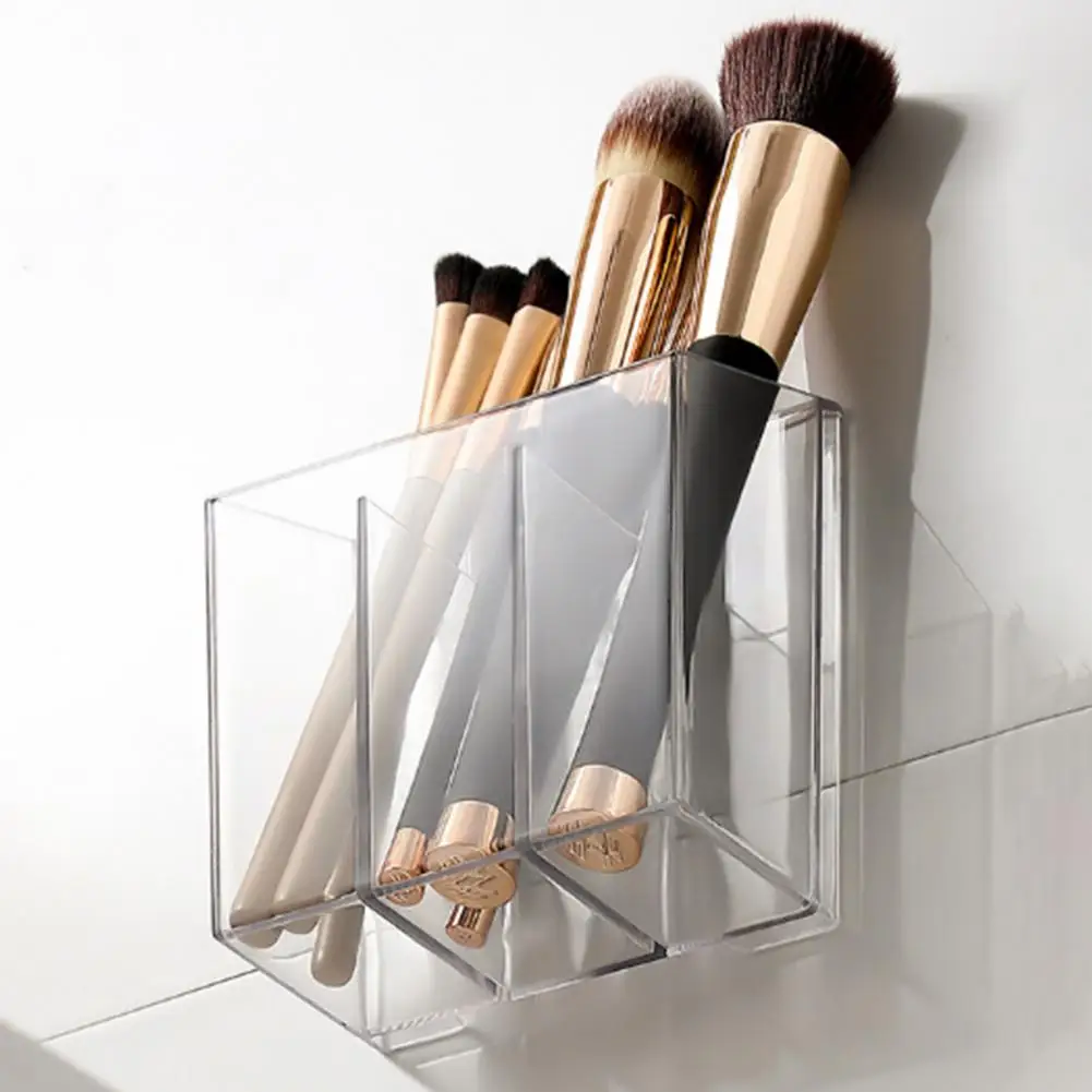 

Настенный органайзер для макияжа, органайзер для помады, держатель для кистей для макияжа, настенный ящик для хранения с клейкими крючками для помады