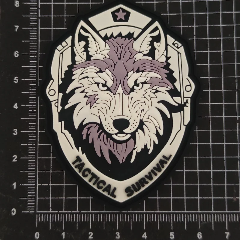 Tactical Survival Wolf PVC Patch Russian Military Wolf Combat Morale Badge Hook&Loop Emblem Chevron Backpack Clothes Stickers