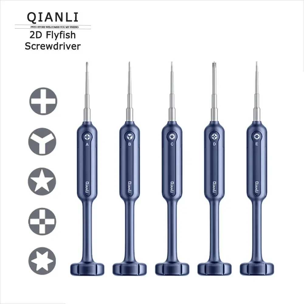 New QIANLIMagnetic 2D Flyfish Screwdriver Set Aluminium Alloy Highly Precise for Mobile Phone Disassemble Repair Tool