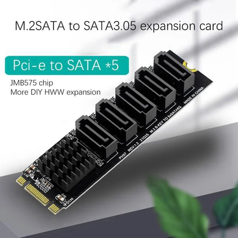 M.2 SATA To SATA 3 5 Port +M.2 NGFF Single Power Supply Bare Board Conversion To SATA 2.5-Port Sata Expansion Card