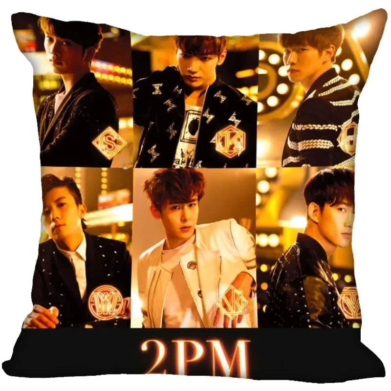 Custom 2PM KPOP Pillow Case Home Decorative Pillows Cover Invisible Zippered Throw PillowCases 45X45cm 0216