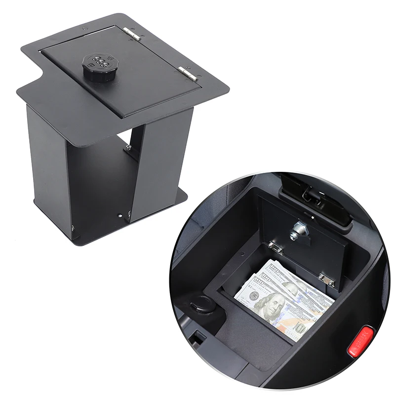 Caja de pasamanos Central segura para coche Nissan Edge Frontier, caja de contraseña interior de acero al carbono negro 2022 2023 2024