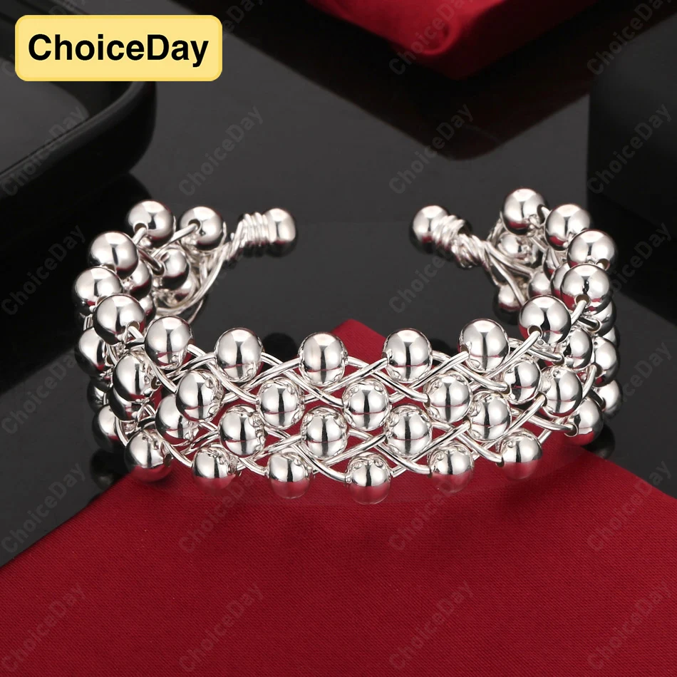 

ChoiceDay 925 Sterling Silver Open Delicate Beaded Bracelet Women's Accessories Party Fashion Jewelry