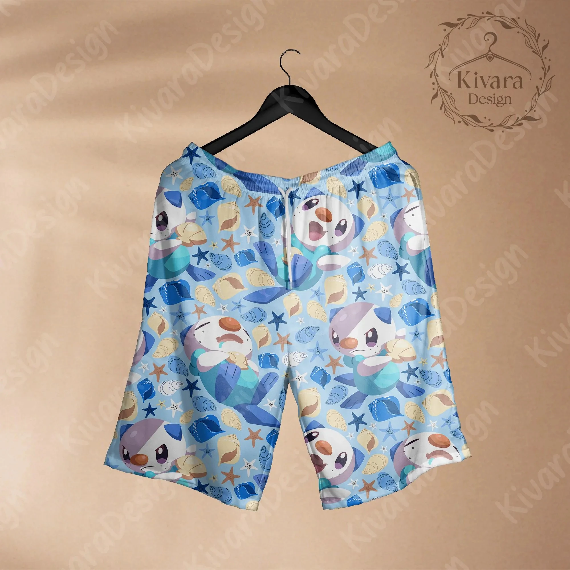 Oshawott Hawaiian Shirt Pokémon Anime Inspired Shirt Gift Summer Leisure Men's T-Shirt Children's Clothing Tee Y2k Woman ﻿