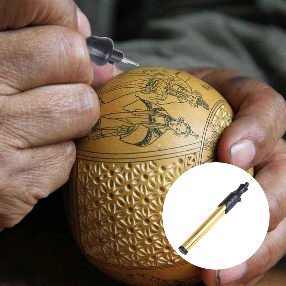 

Electric Engraving Pen for Stone Wood PCB Plastic Glass 2 AAA Batteries Compact Practical Detail Carving Tool