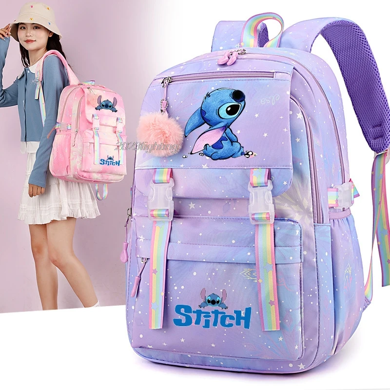 Lilo & Stitch Schoolbag Primary Lightqwight Student Backpack New multi-pocket large capacity Grls Mochilas