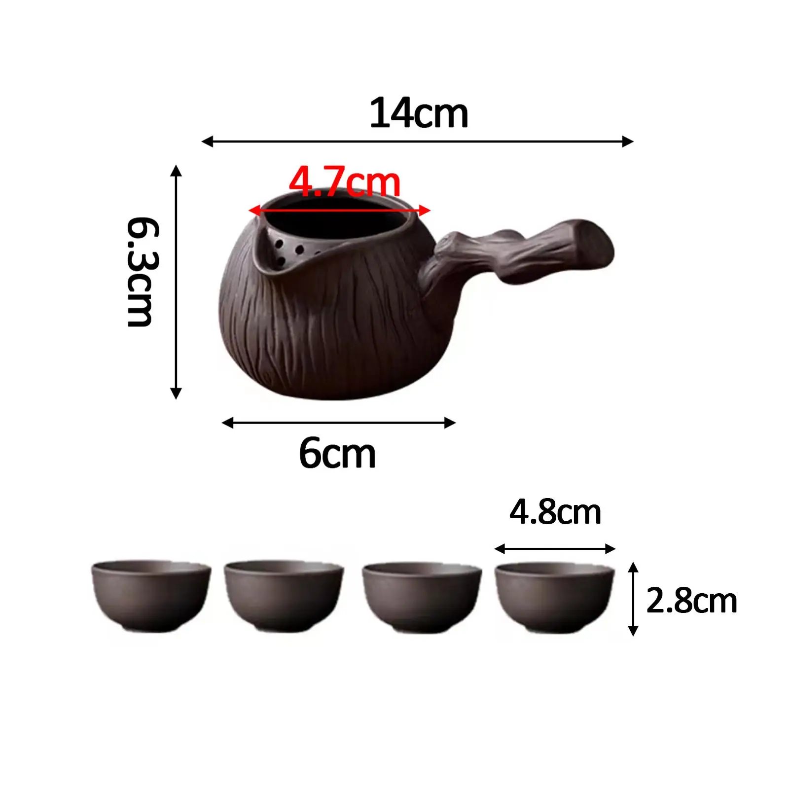 Pottery Teapot and Cups Portable Chinese Traditional Teapot for Boiling Hot Water for Hotel Home Tea House Hiking Restaurant