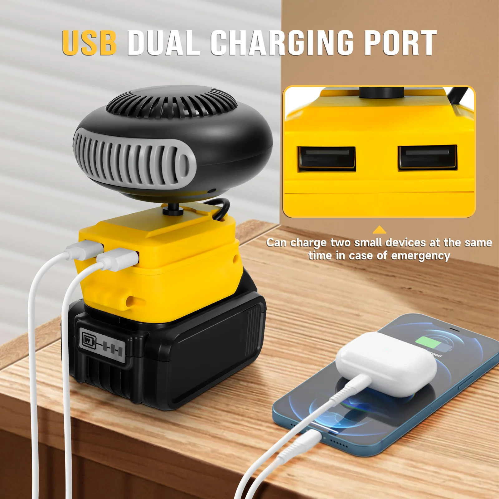 سخان السيارة الكهربائية الدافئة منفاخ الهواء مروحة التدفئة السريعة المحمولة الزجاج الأمامي مزيل الصقيع مزيل الضباب أدوات كهربائية لبطارية ديوالت 20 فولت #4