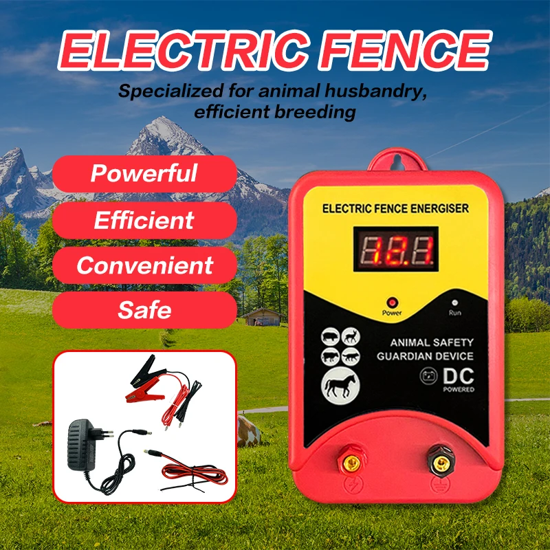 1.5J12kV Electric Fence Energizer, High-Voltage Pulse Controller and Portable Fence Chargerfor Farm Ranch Livestock Cattle Horse