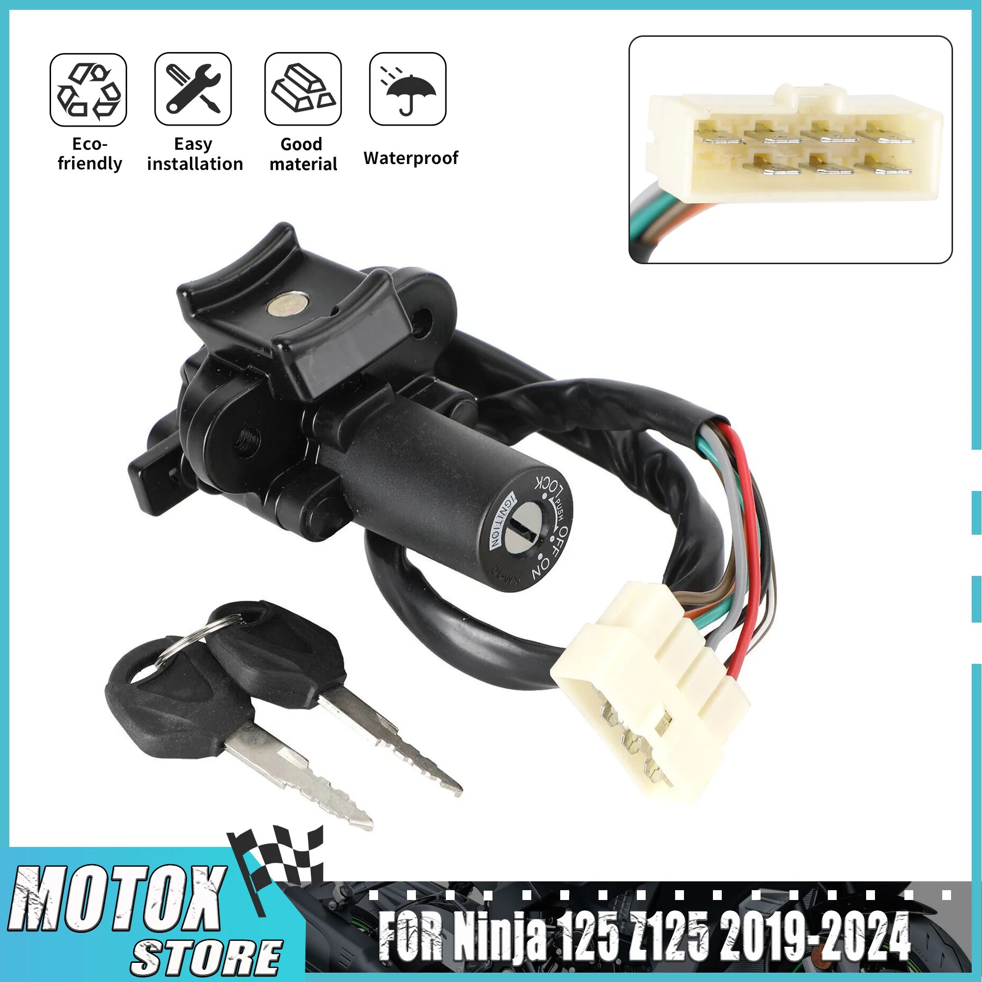 

Motorcycle Ignition Switch Lock & Keys FIT For KAWASAKI Ninja 125 2019-2024 Ninja125 z125 2020 2021 2022 2023