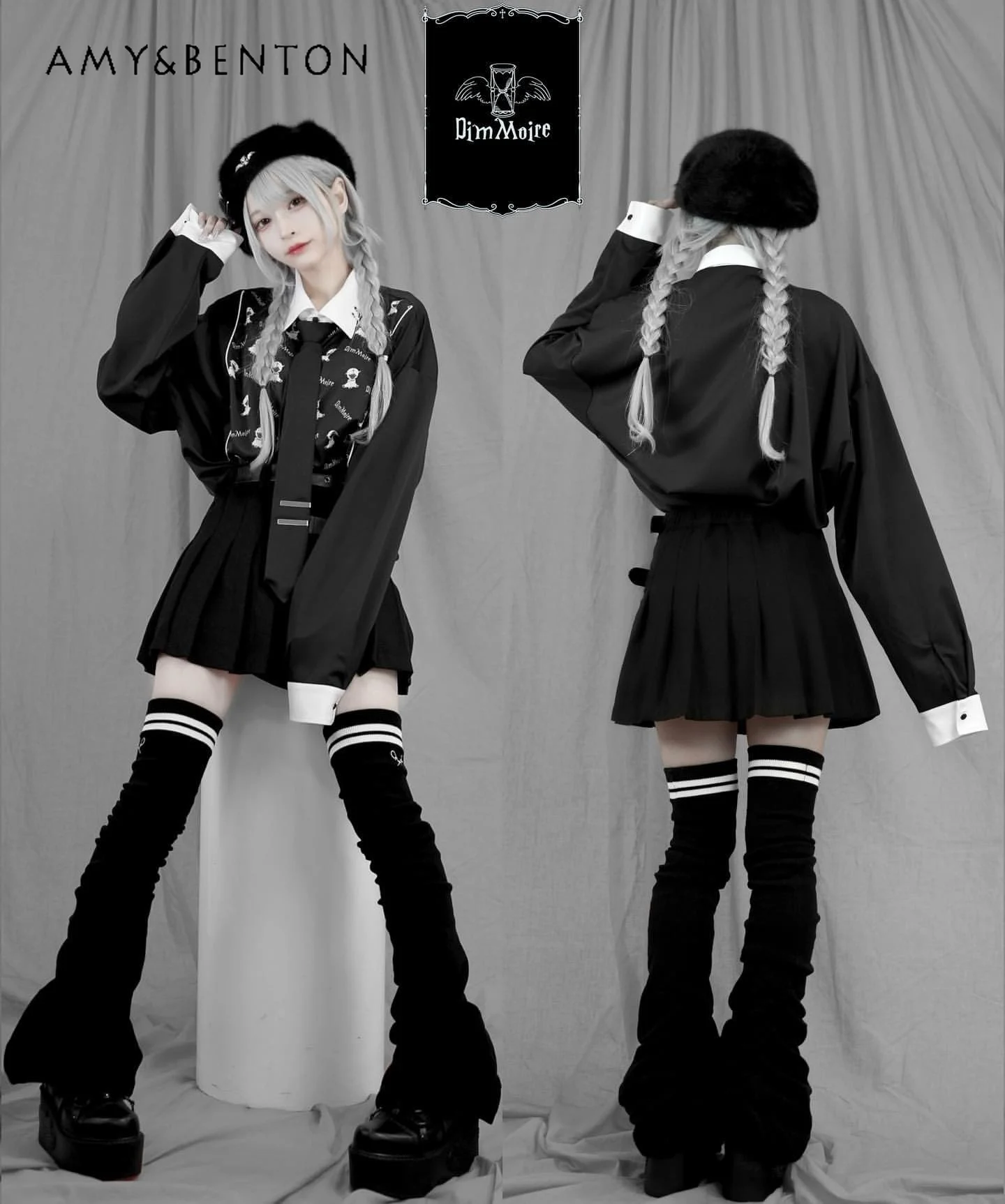 Japanese Mine Series Cartoon Print Striped Over-the-Knee Leg Warmers Subculture Gothic Sexy Multi-Layer Leg Warmers JK Socks