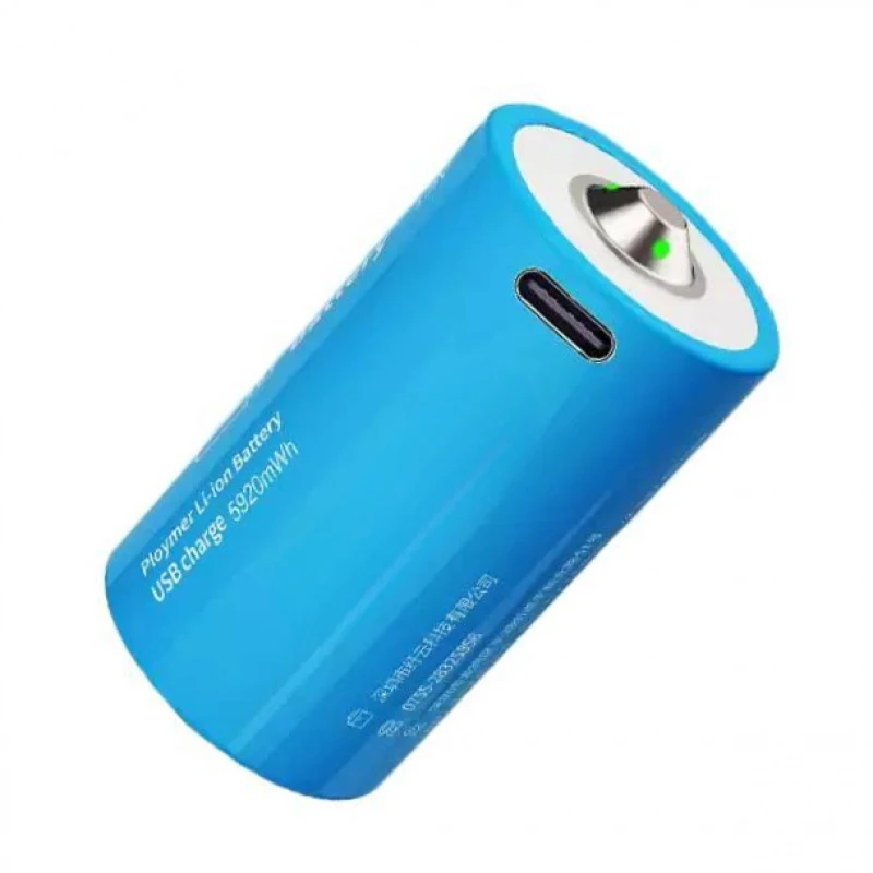 5920mWh 1.5V D Type USB-C Rechargeable Battery for Gas Cooker Water Heater Household Use with USB Cable