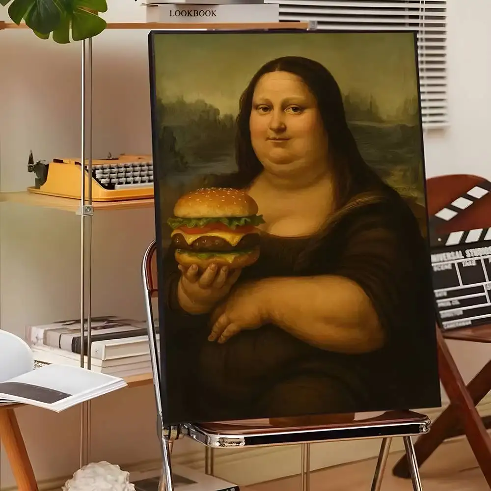 Parody M-Mona Lisa Poster Sticker Print Waterproof Wall Art For Living Room Bedroom Home Decor